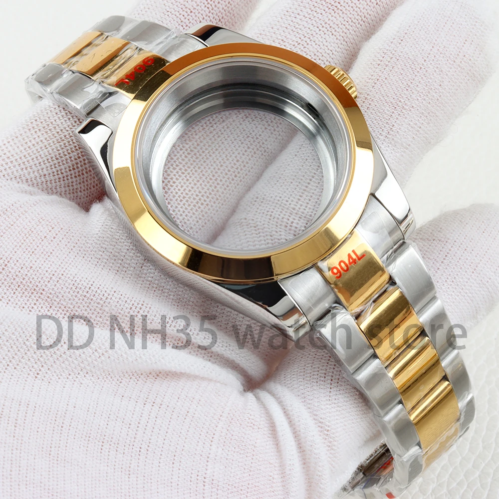 36mm/39mm caixa de relógio 20mm aço inoxidável polido pulseira ostra vidro safira para datejust nh35 nh36 movimento 28.5mm dial