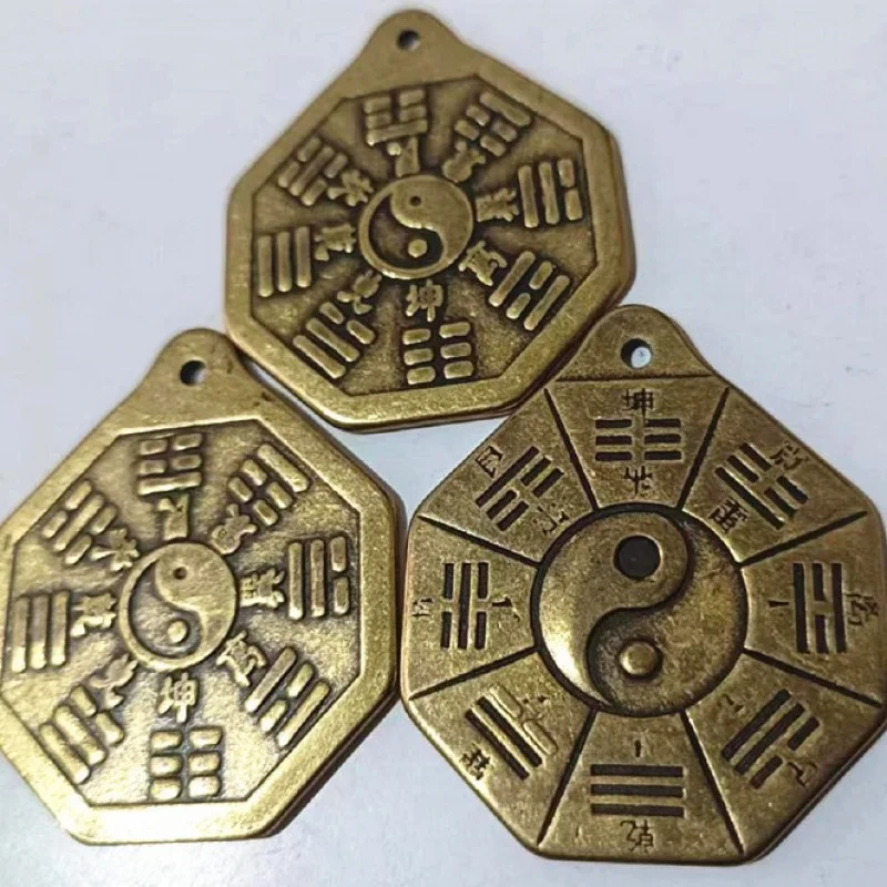 Antique Three Pieces of Tai Chi Ba Gua Mirror Brass Home Treasure Eight Diagrams Array Pattern Copper Coin Ornaments Factory Who