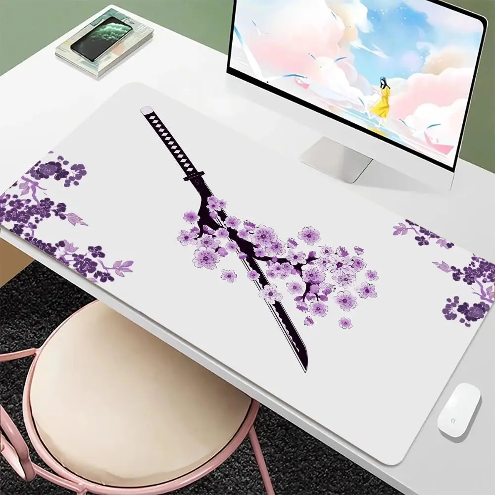 Cherry Blossom Sword Mouse Pad Large Gaming MousePad Anti-Slip Rubber Base Extended Desk Mat Gamer Office Computer Accessories