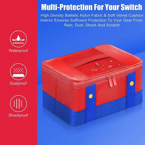Imagen 2 del producto Funda protectora de transporte grande para accesorios Switch2 Mario 2025, bolsa de almacenamiento de viaje, funda para accesorios Switch2