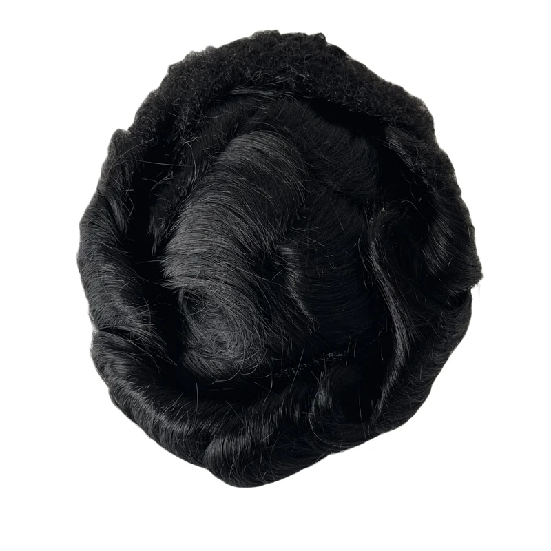 Perruque de cheveux humains vierges indiens pour hommes noirs, toupet Mono, cheveux de bébé Afro Wave, unité Mono Lace, remplacement, 8x10, 32mm, 6 po