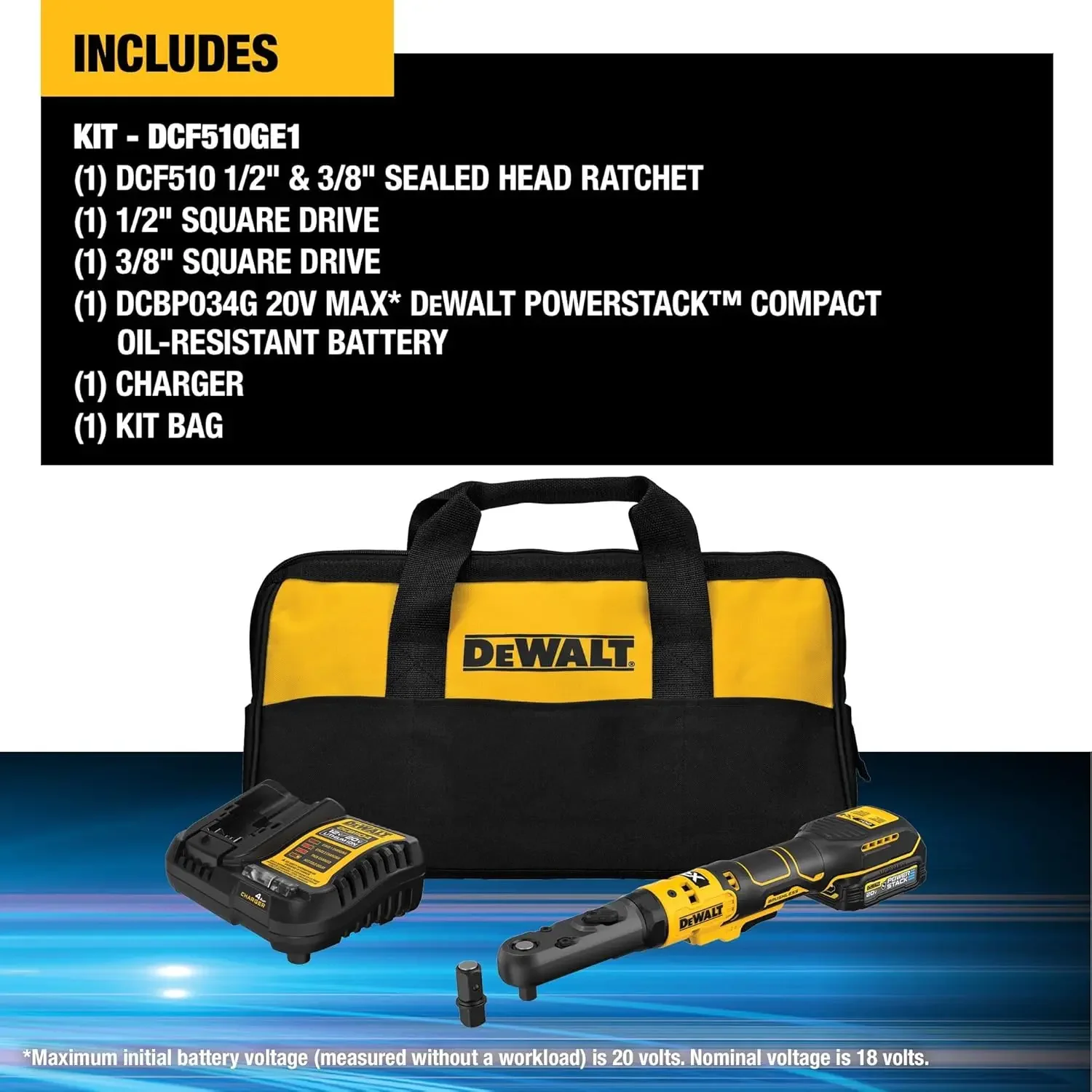 DEWALT 20V MAX XR Cordless Ratchet Set, 3/8