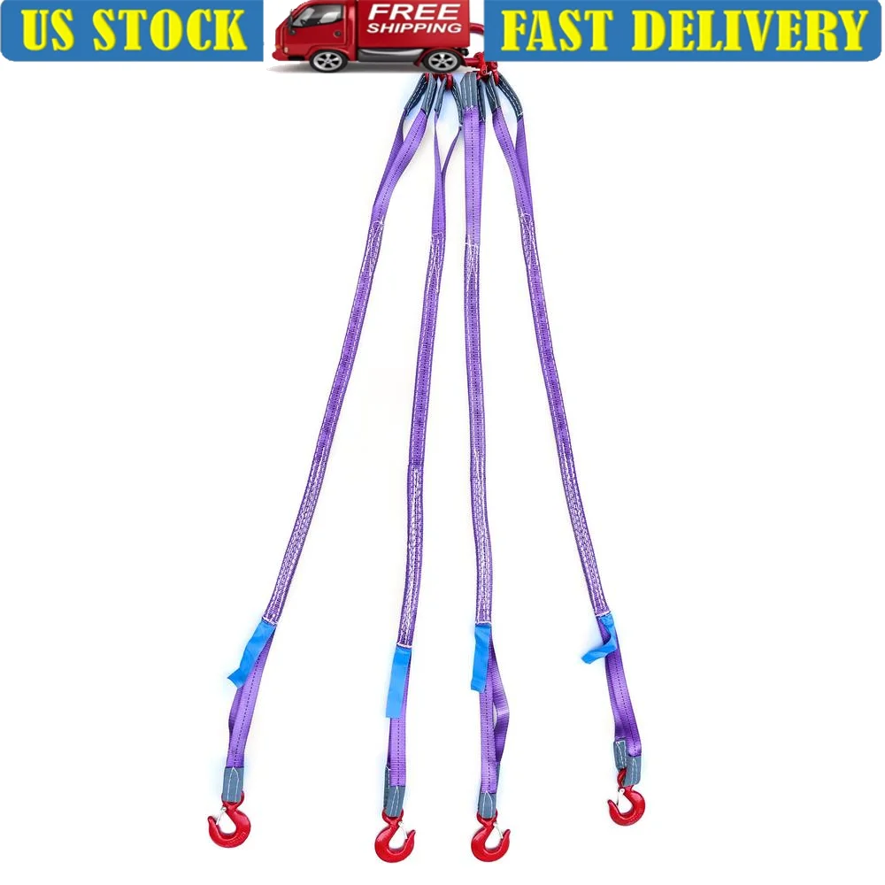 Heavy Duty 5Ft 3T Chain Sling 6600lbs with 4 Legs Grab Hook G80 Alloy Steel Engine Lift Eye