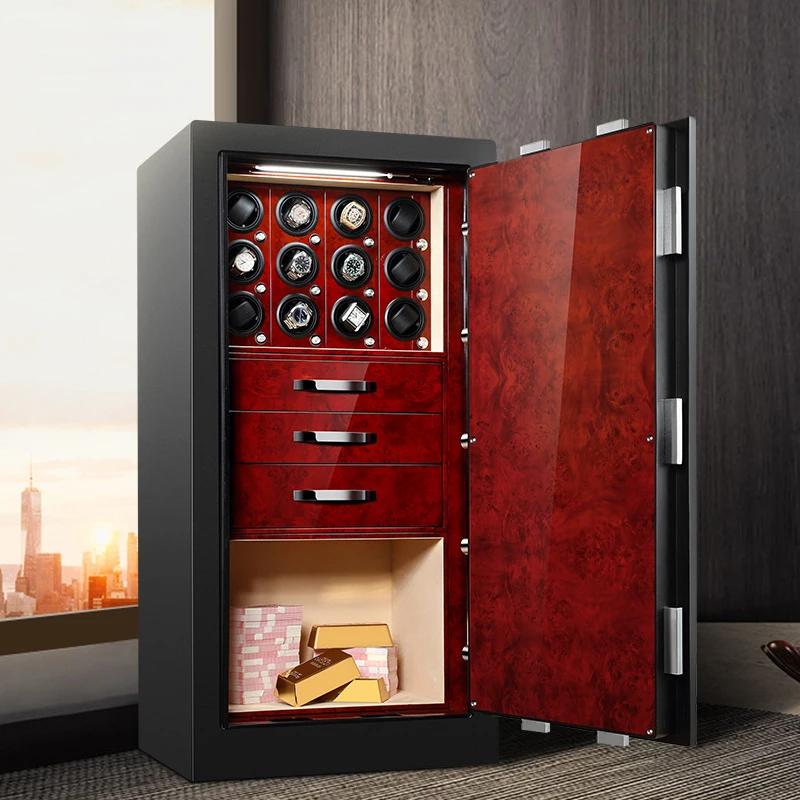 Large Luxury Wardrobe Hidden Smart Fingerprint Lock Safe Automatic Watch Winder Box Anti Theft Jewelry Drawer Safe 8 - 20 Slots