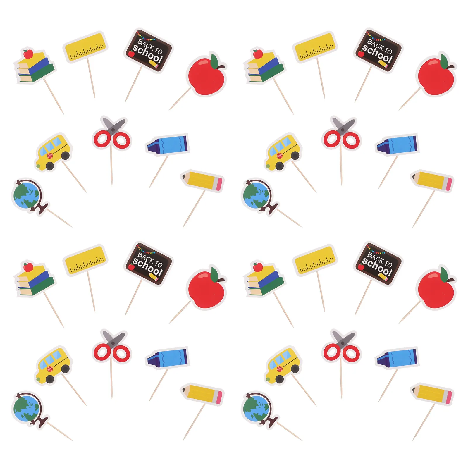 

36 Pcs Cake Topper Cupcake Decor Back to School Picks Party Supplies Wooden Flag Decorations Festive Theme Dessert Accessories