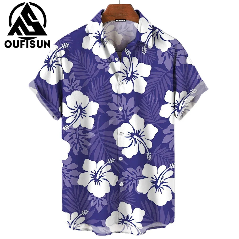 Men\'s Shirts Plant Flowers Casual 3d Print Hawaiian Shirt Man Summer Fashion Shirt For Man Daily Short Sleeves Men Clothing Tops