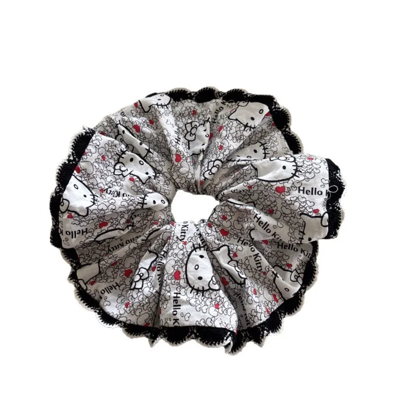 Miniso ブラック kt 猫白コミック風プリント腸サークル万能ヘアアクセサリーヘアサークル高級感