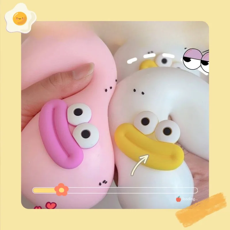Cartoon round face extrusion fidgety toys, big eyes mud-feeling fluid big steamed bread decompression extrusion toys fidget toys