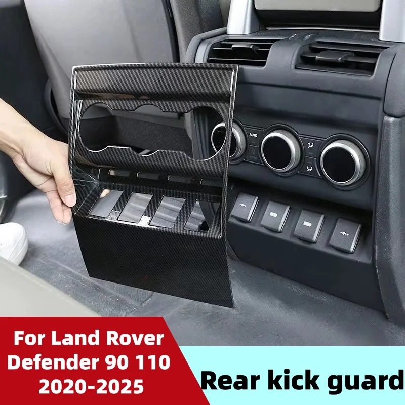 

For Land Rover Defender 90 110 2020-2025 ABS Carbon Fiber Armrest Box Air Outlet Rear Anti-kick Cover Car Interior Accessories
