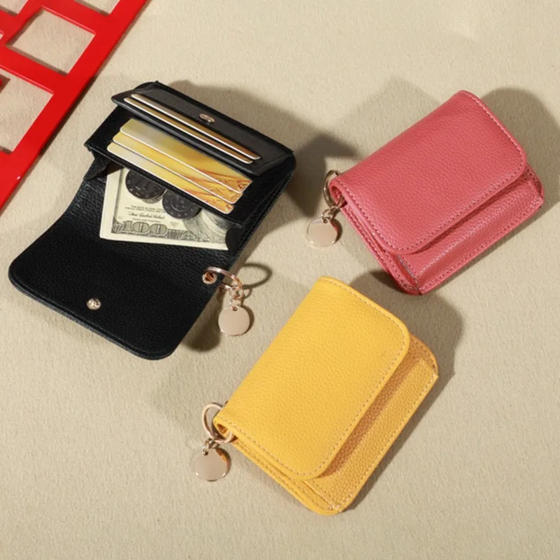 Women Folding Short Wallet Simple Short Coin Purse Cute Solid Color Card Holder For Female Ladies Quality Pu Leather Wallet