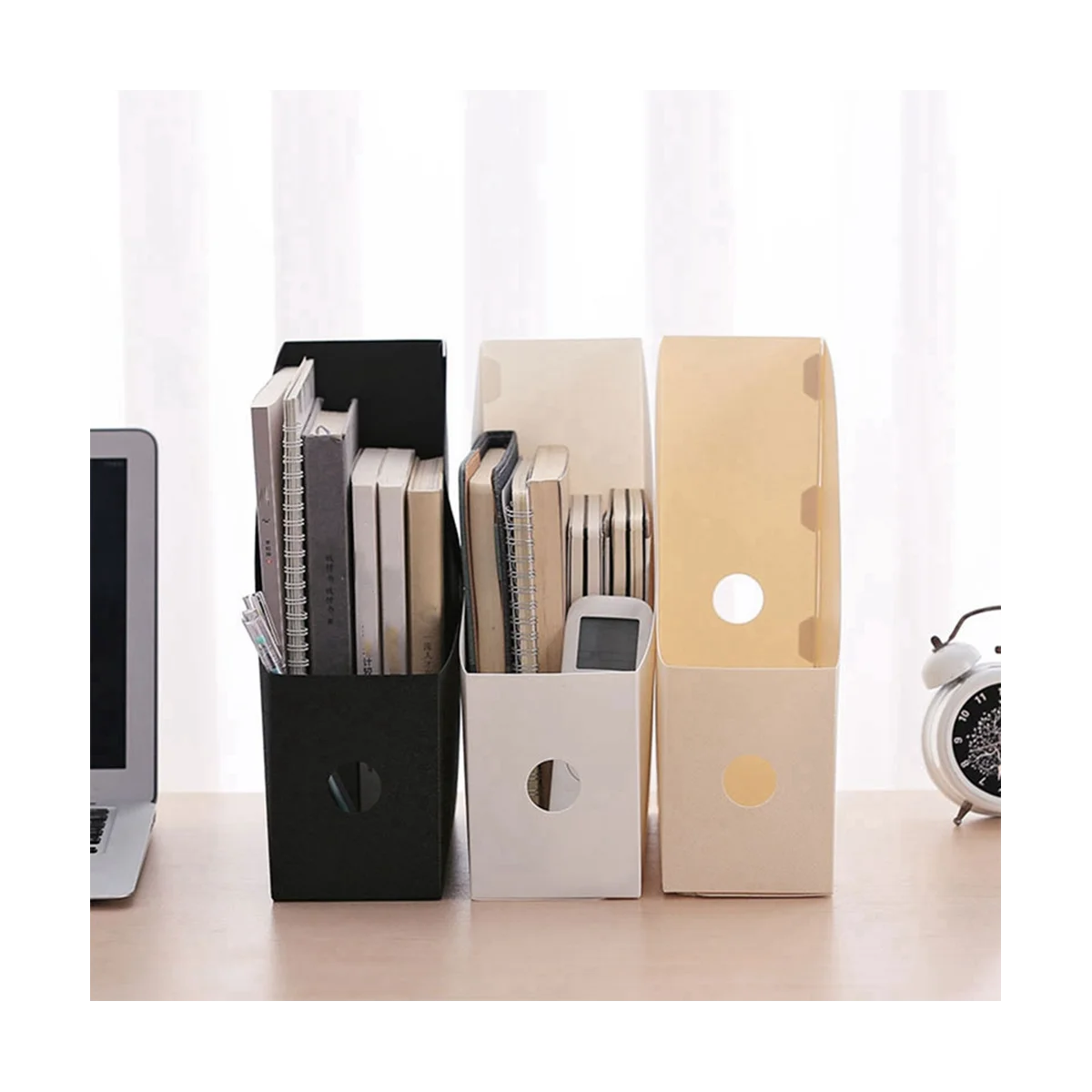 Desktop File Racks para Estudantes, Estudantes Use, Data Racks, Organizar Bookends plástico, Estantes, Caixas de armazenamento de arquivos, 3pcs