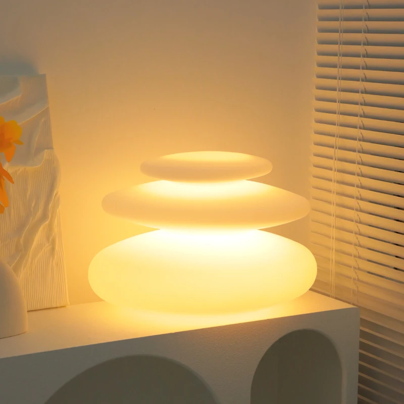 

Stone table lamp, bedroom bedside ins wind, living room light luxury, high-end decoration atmosphere, good things, intelligent