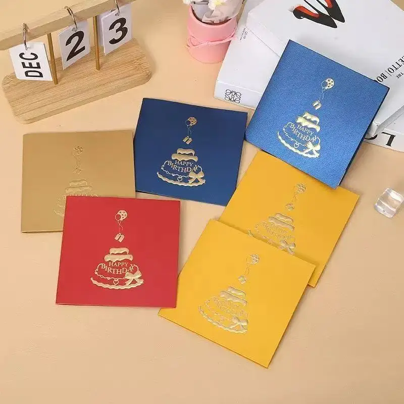 Office School Supplies 3D Greeting Car Birthday Card Ins Style Color Three Dimensional Happy Birthday Wholesale Kawai Lovely