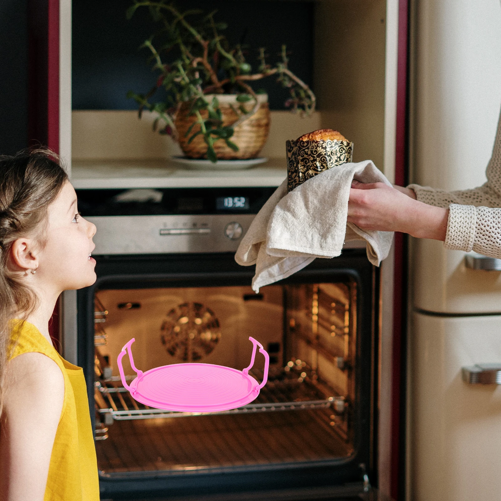 

2pcs Multifunctional Collapsible Food Tray Rack for Microwave Oven Blue Pink Color Stackable Kitchen Storage ganizer