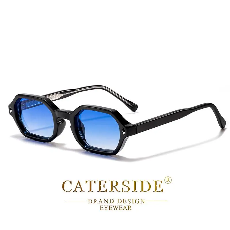 CATERSIDE Polygon-Sonnenbrille, modische Herren-Sonnenbrille mit kleinem Rahmen und Farbverlaufsgläsern für Sommer-Strandpartys, ideale Wahl für Geschenke – Detail 14