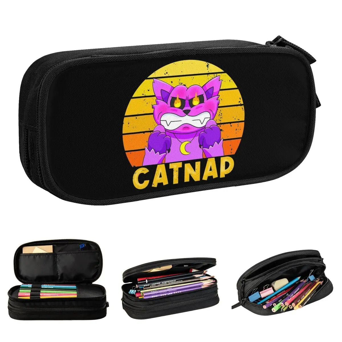 Cartoon Catnap Angry Dogday Pencil Cases Lovely Pen Holder Bags Kids Big Capacity Students School Cosmetic Pencilcases