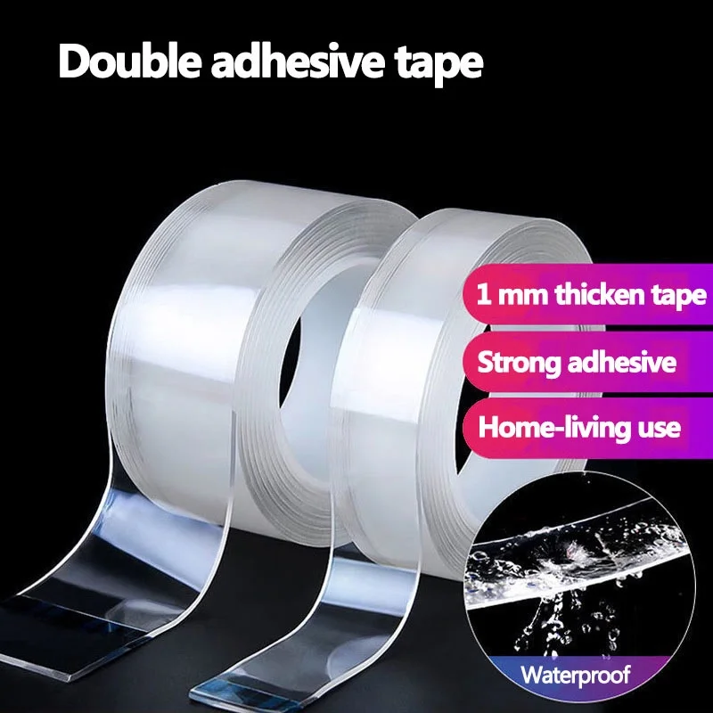 1/3/5 Meter Double Strong Adhesive Tape Waterproof Material Home-living Tool Stationery 1mm Thickness Office School Supplies