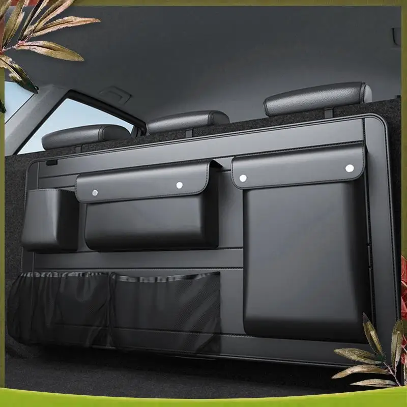 

Portable SUV Car Trunk Seat Bag Back Organizer Leather Auto Backseat Hanging Storage Bag Bottle Water Cup Tools