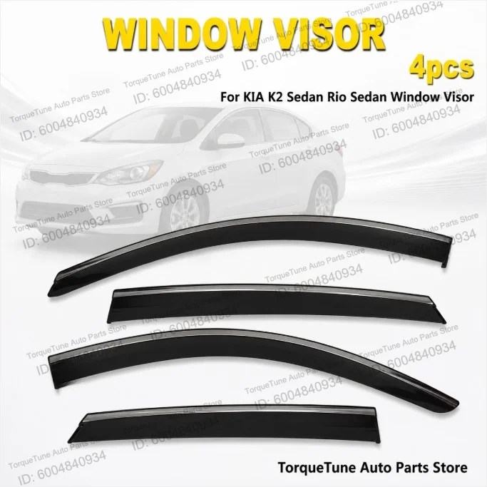 Direct Fit Premium Easy Installation Window Visor Wind Deflector Sun Rain Visors Weather Shield For KIA K2 Sedan Rio Sedan