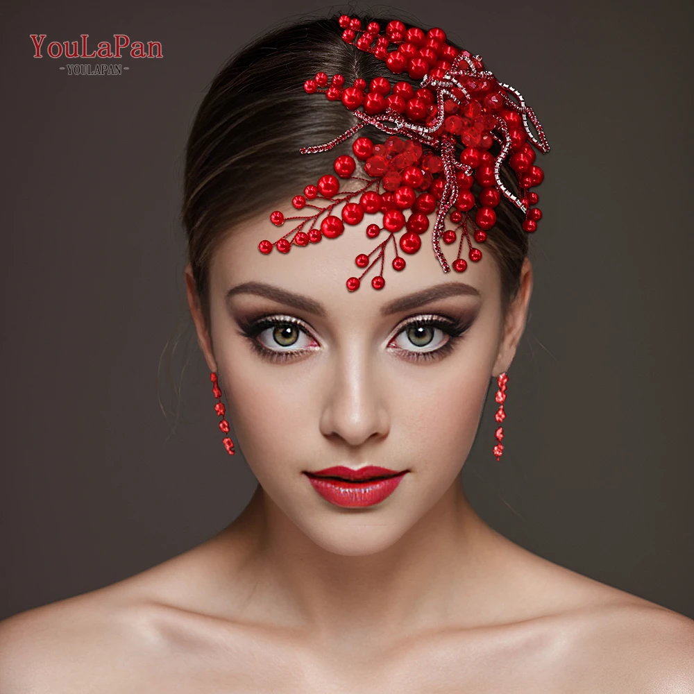 YouLaPan Luxury Pearl Bride Headband Rhinestone Chain Wedding Hair Pieces Bling Party Hair Accessories Handmade Headwear HP739