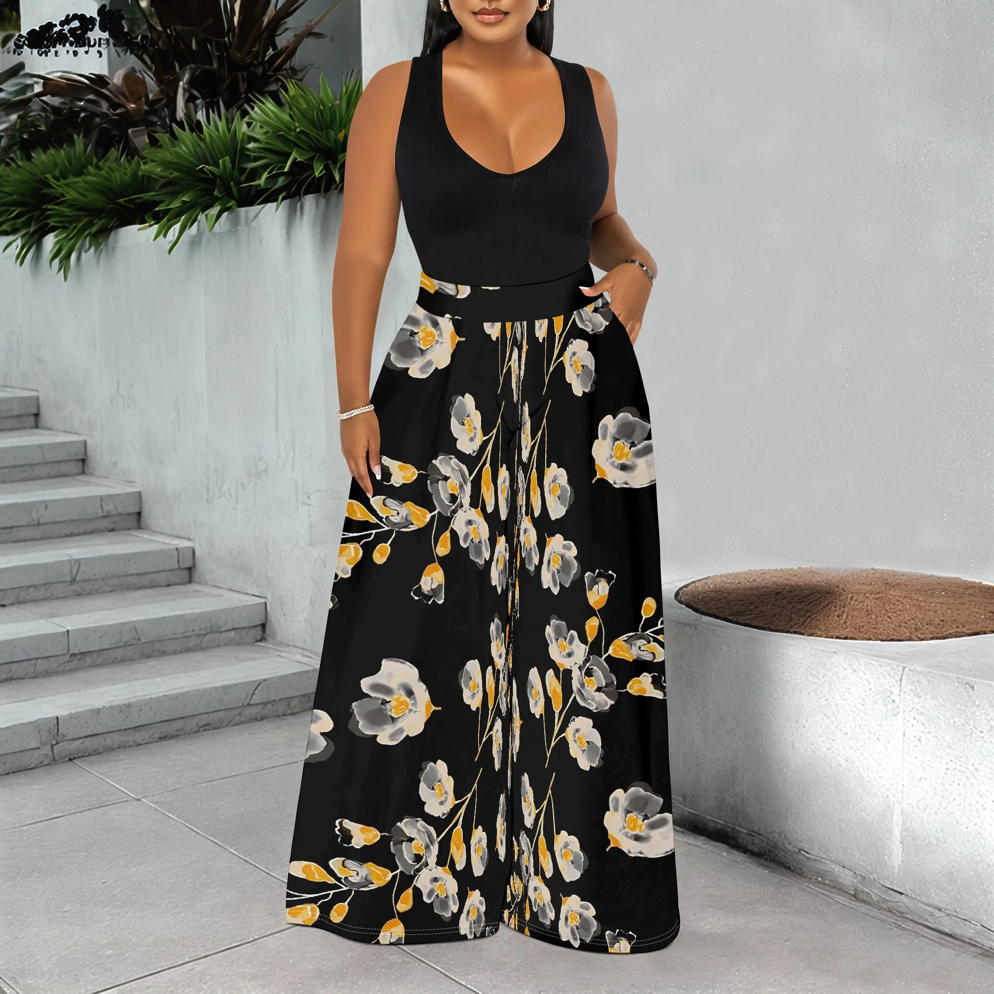 

Women's Spring and Autumn Fashion Printed Totem Pocket Pants, Casual Home Pants