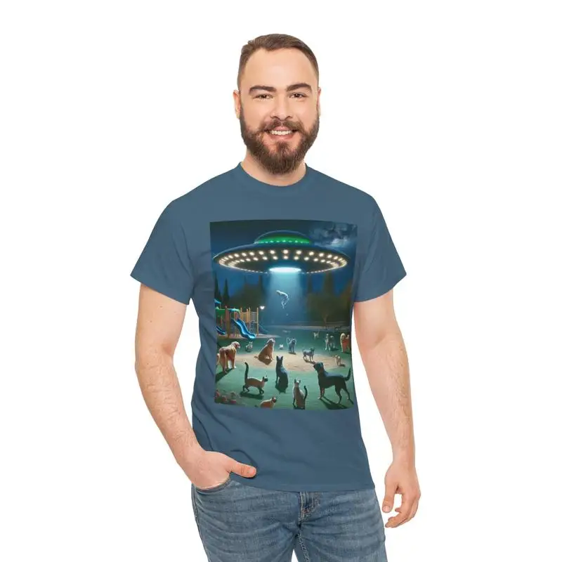 Funny Alien Abduction UFO Cats and DogsCute Art T shirt Beam Me Up Bailey