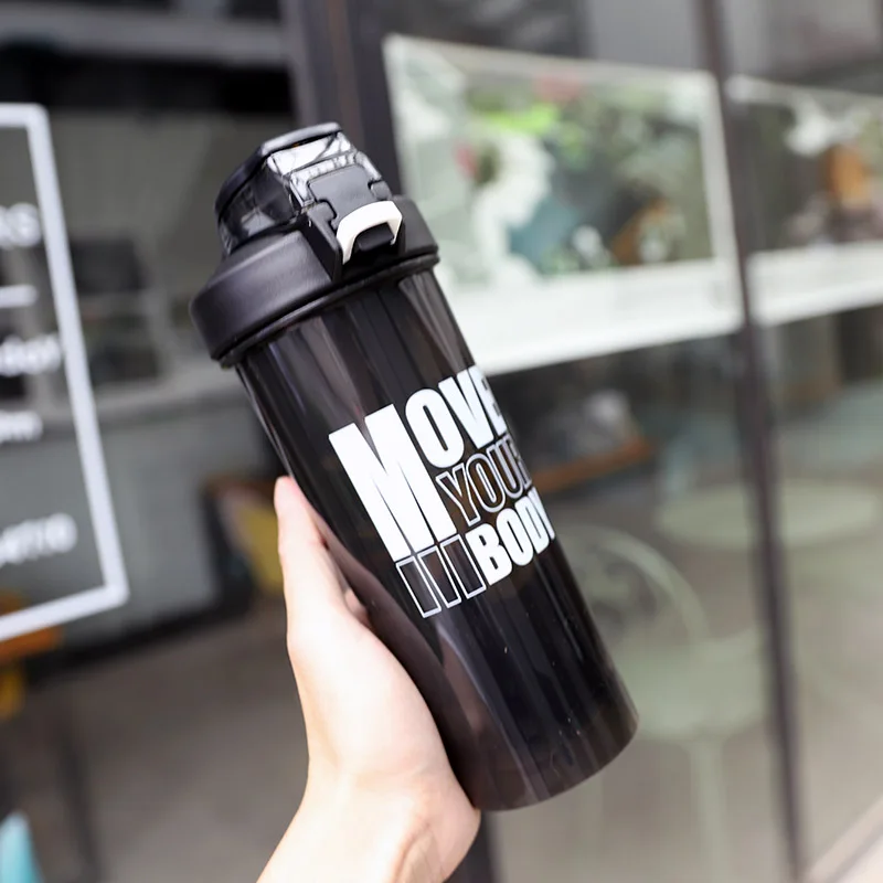 Sport Shaker Bottle 800ML Large Capacity With Straw Shaker Bottle Protein Powder Milkshake Cup Outdoor Portable Plastic Bottle