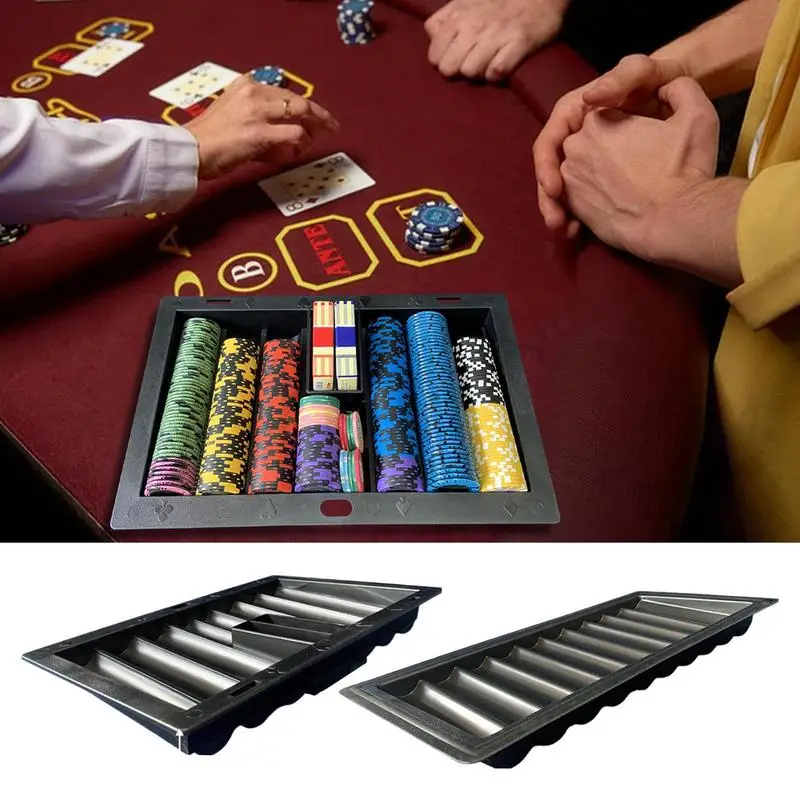 Poker Chip Holder Poker Table PP Chip Tray Casino Poker Table Chip Holder Dealer Table Chips Storage Tray Holder For Poker Chips