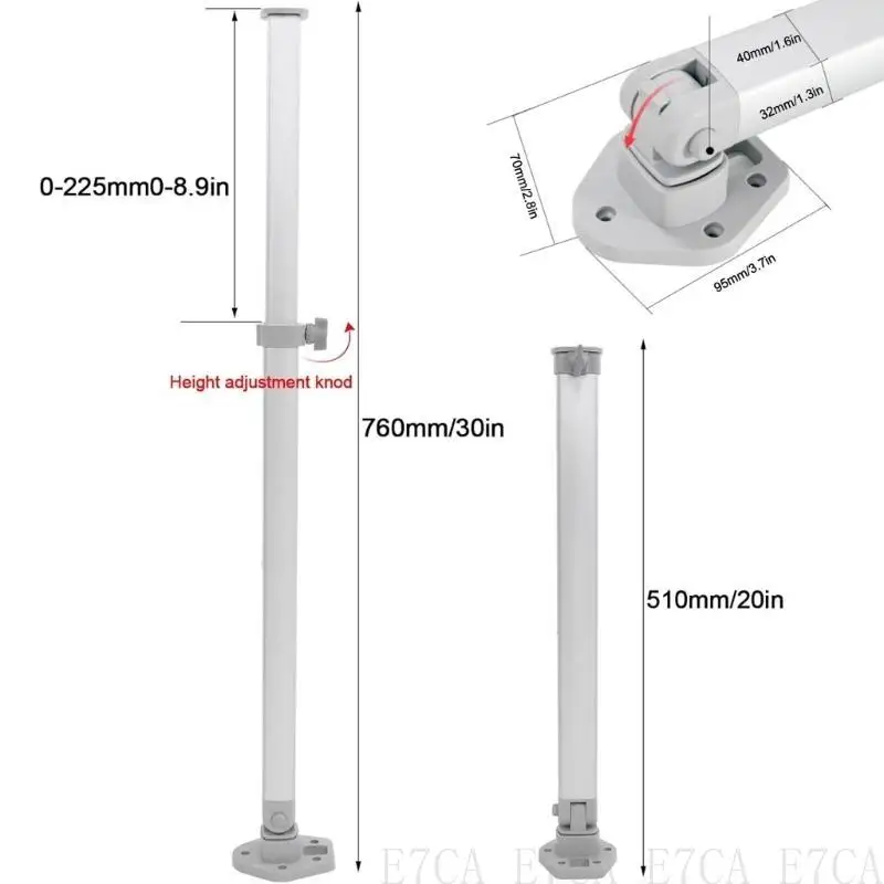 

E7CA Adjustable Table Leg 510-760mm Telescopic Foldable Support for RVs Boats and Home Decks Terraces Recreational Vehicles