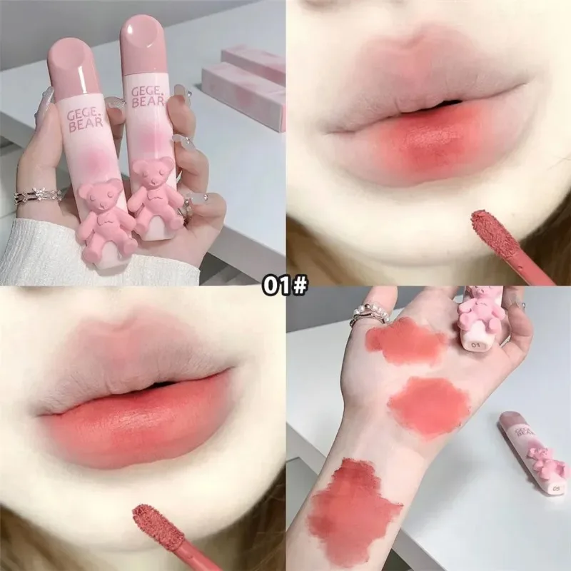 Gegebear Fluwelen Lippenstift Waterdicht Matte Lip Glazuur Langdurige non-stick Cup Kastanje Roodbruin Lip Tint Modder Koreaanse make-up