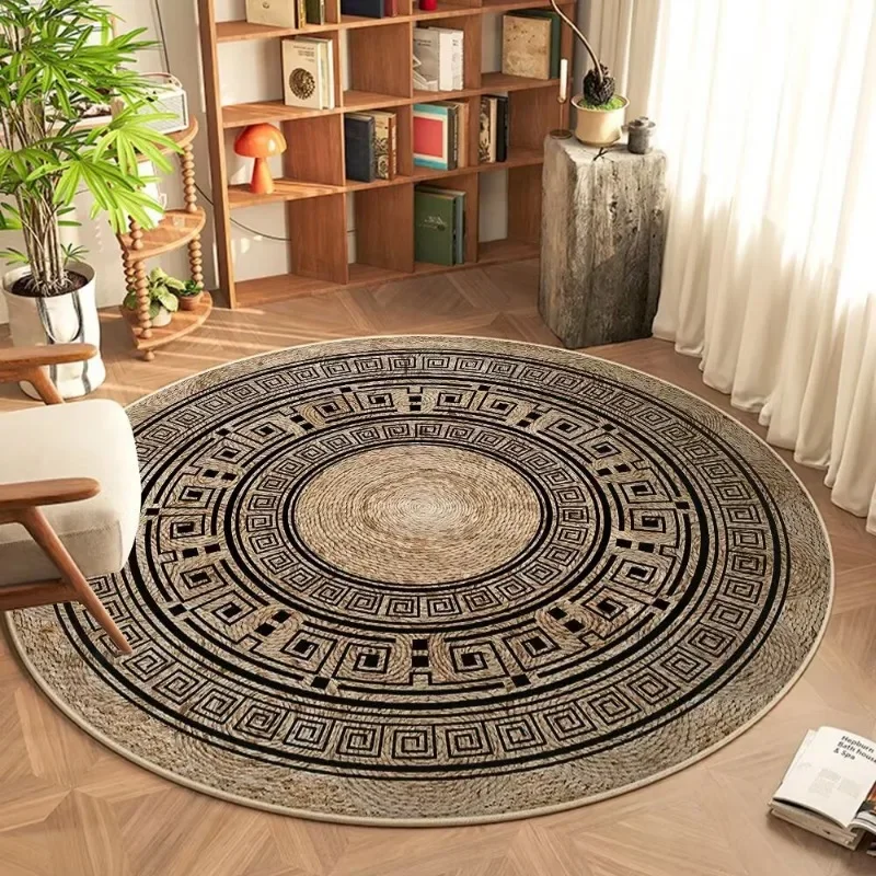 Colorful Bohemian Round Rug with Mandala Pattern – Ethnic Style Decor Carpet for Living Room & Bedroom