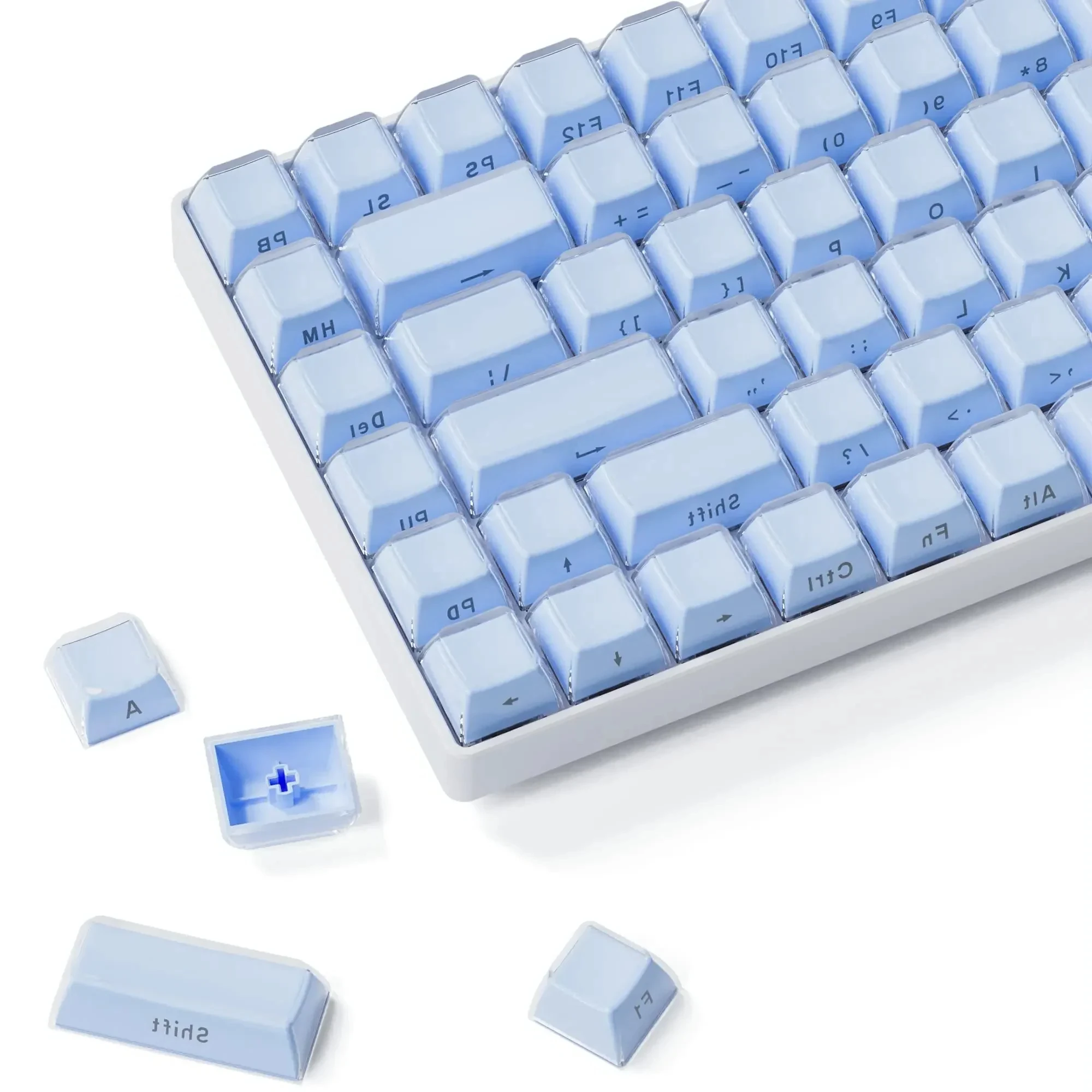 

113 Key Jelly Round Side Ice Crystal Keycaps Translucent Profile Key cap for Cherry MX Switch 61 68 104 Mechanical Keyboard