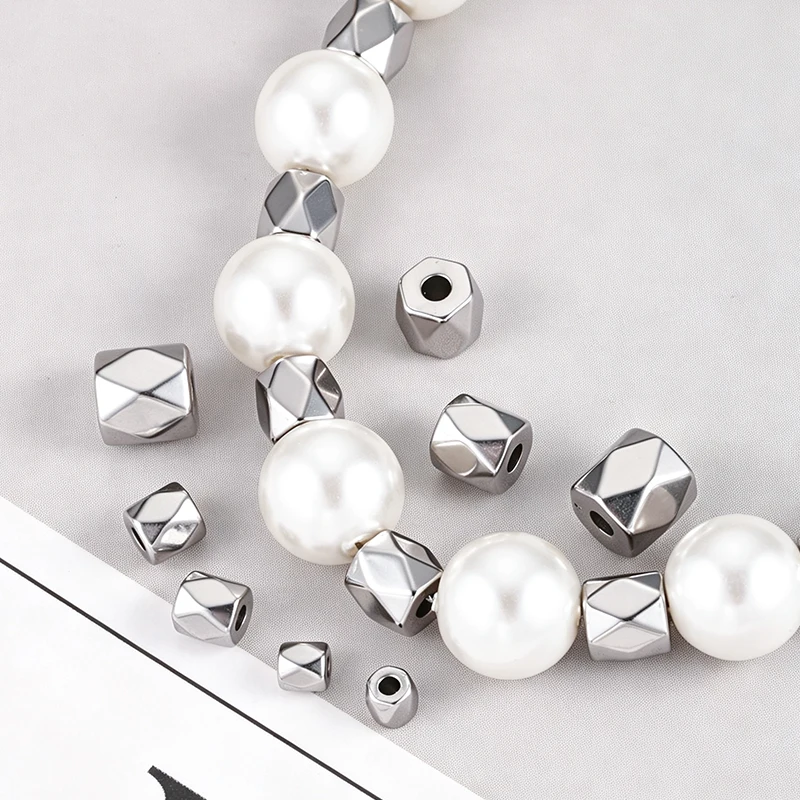 Stainless Steel Geometric Cut Barrel Beads Jewelry Making Findings for Handmade Beaded Craft Supplies