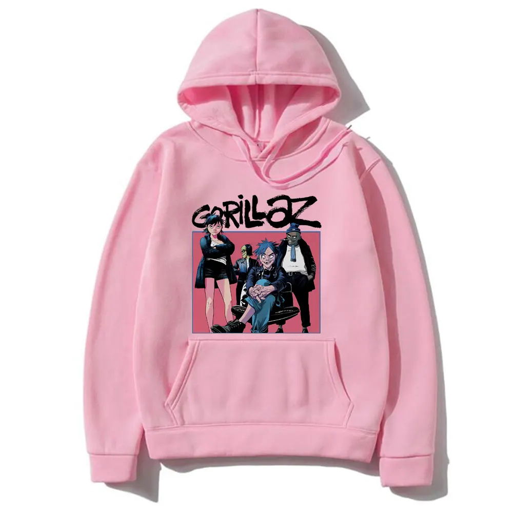 Brytyjskie wirtualne zespoły Gorillaz bluza z kapturem jesienno-zimowa męska bluza w stylu kreskówki w stylu Vintage męska bluza z kapturem Hip Hop