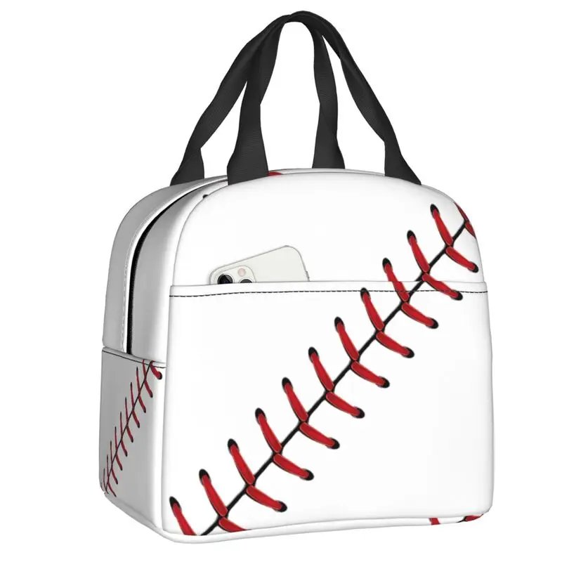 Custom Softball Baseball Lace Lunch Box Thermal Cooler Food Insulated Lunch Bag for Kids School Portable Picnic Tote Bags