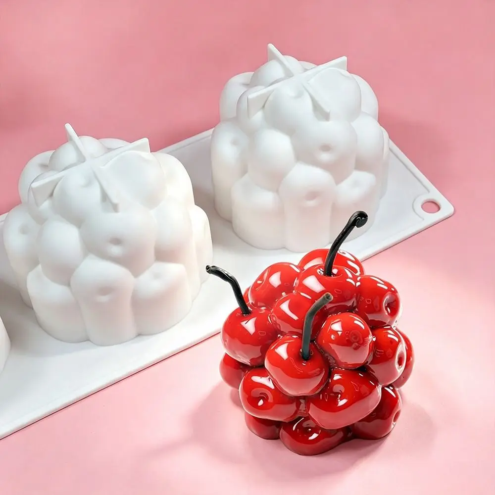 4 Cavity Cherry Cluster Mousse Silicone Mold Food Grade Silicone Heat Resistant Fruit Shaped Dessert Mold Reusable BPA Free