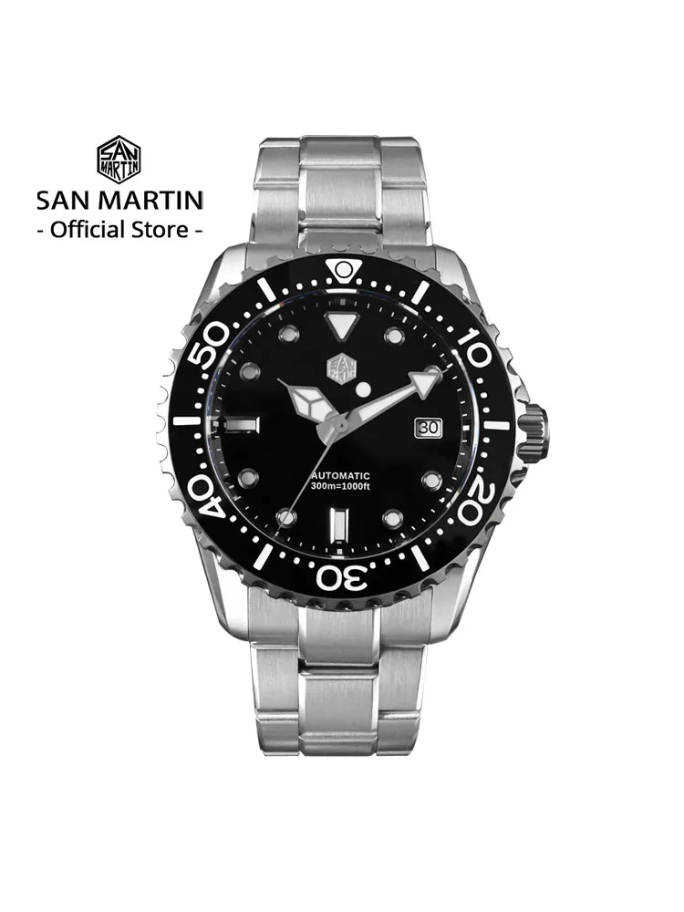 San Martin New 40-44mm Luxury Men\'s Diver Watch Classic High Quality NH35 YN55 Automatic Mechanical Sapphire BGW-X1 20Bar SN0009