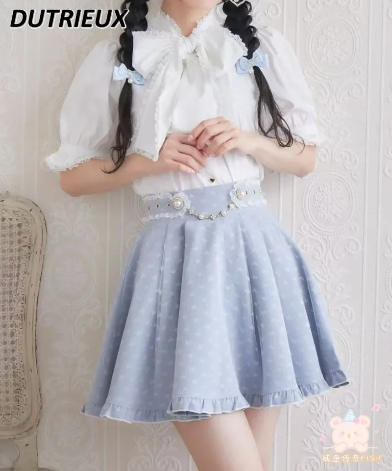 

Japanese Rojita New Heart-Shaped Lace Chain A- Line Short Skirt Mine Series Mass-Produced All-Match and Sweet High Waist Skirts