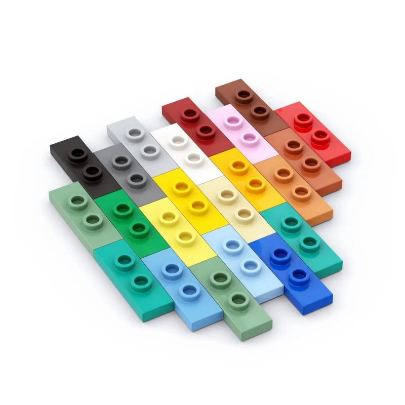 50PCS PLATE 1X3 W/ 2 KNOBS Compatible 34103 Self-Locking Bricks Building Blocks Toys Accessories