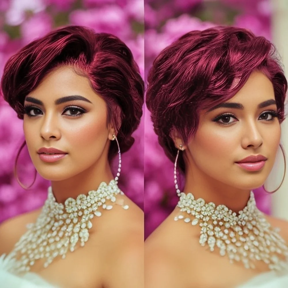 13x4 Lace Front Wig Pixie Cut Wigs Human Hair for Women Transparent Frontal Wig Natural Wave Wig image 4