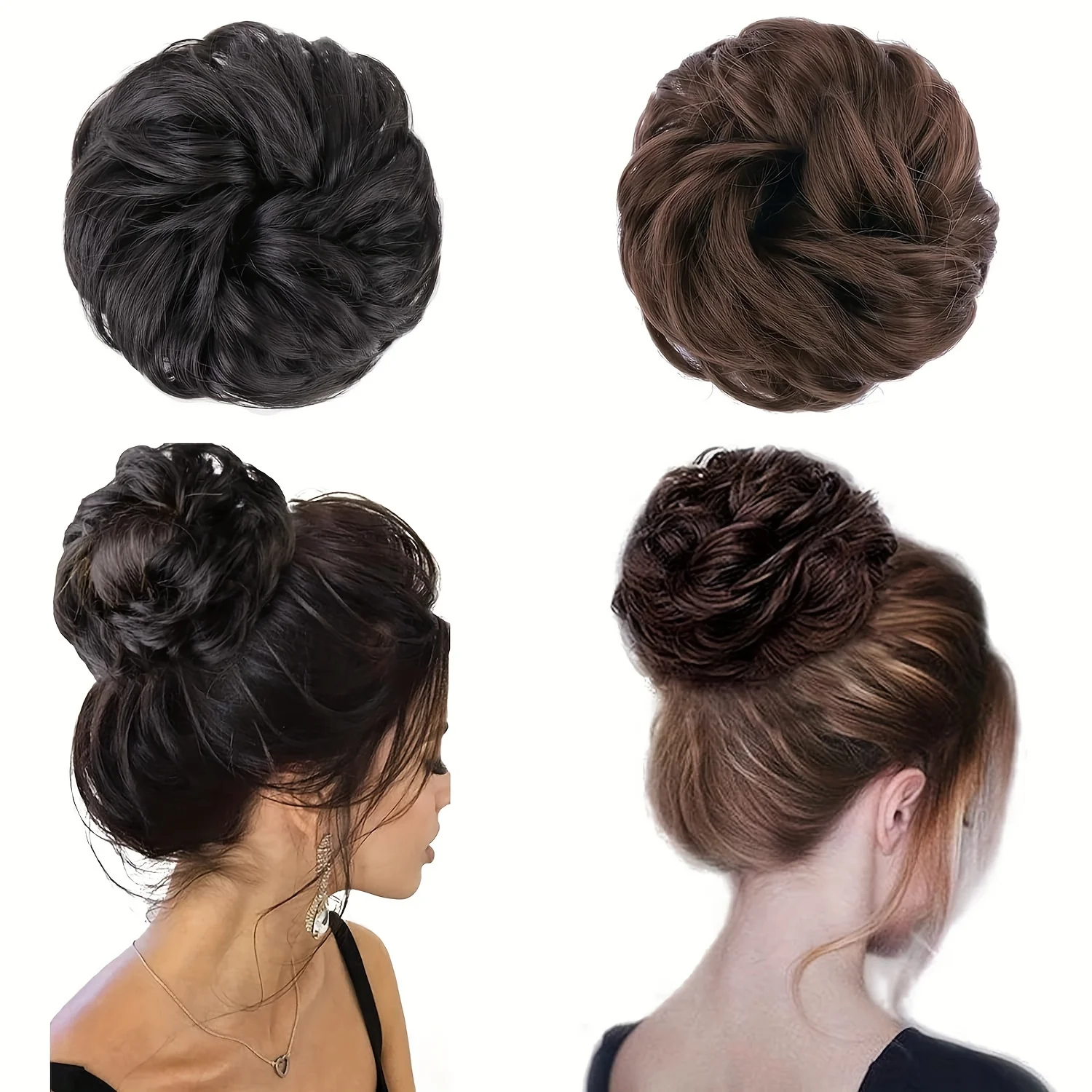 1PC Curly Wavy Messy Donut Updo hair Bun Synthetic Chignon wigs with Scrunchies Elastic Hair Rope For Daily Use Hair Accessories