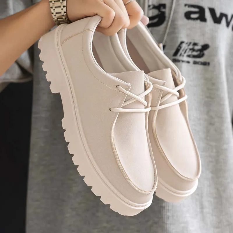 High Quality Men Casual Shoes Comfortable Lace-up Business Footwear Fashion Leather Loafers Platform Non Slip Office Work Shoes