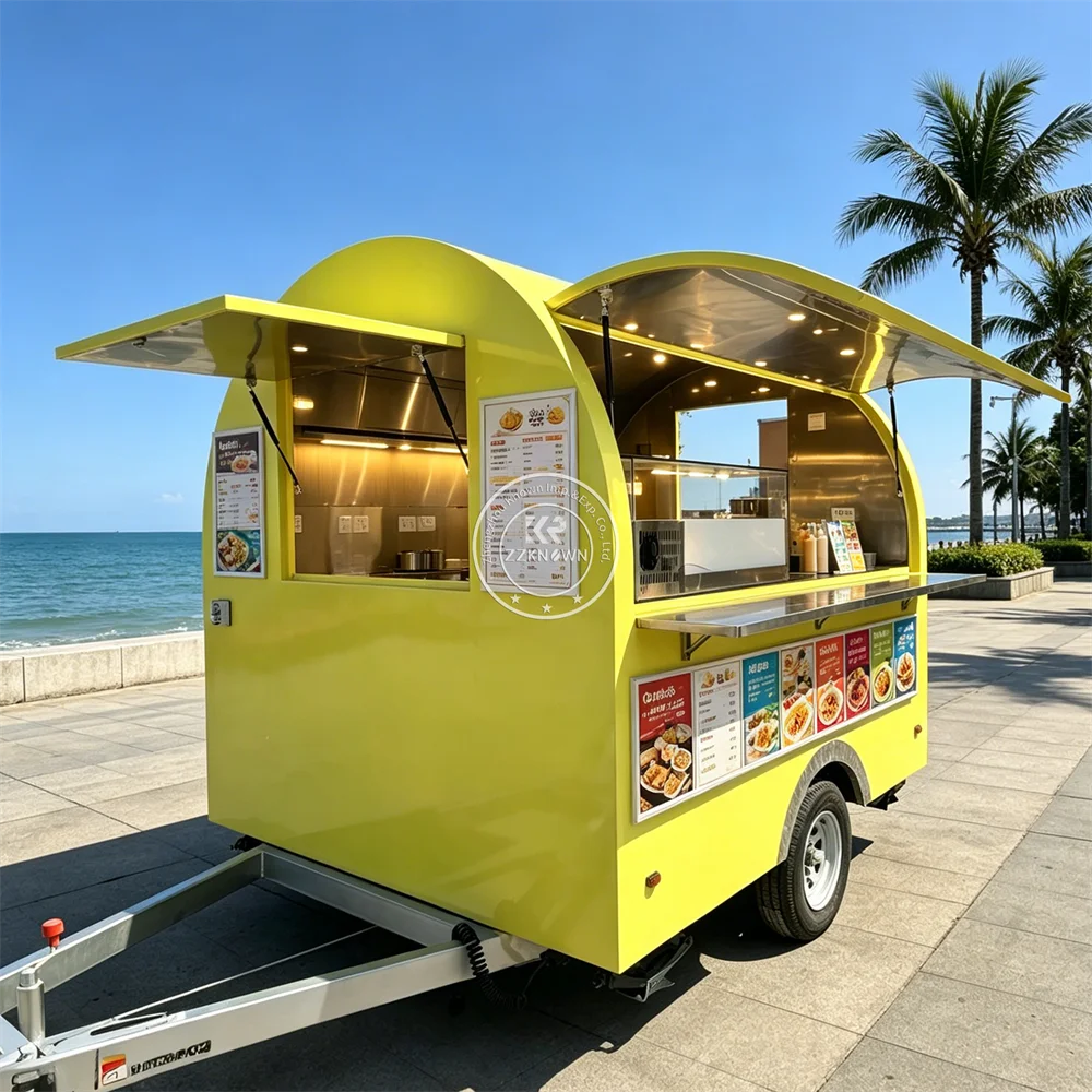 Custom Mobile Pizza Burger Food Truck Commercial Stainless Steel Catering Trailer Pizza Burger Food Trailer Fully Equipped