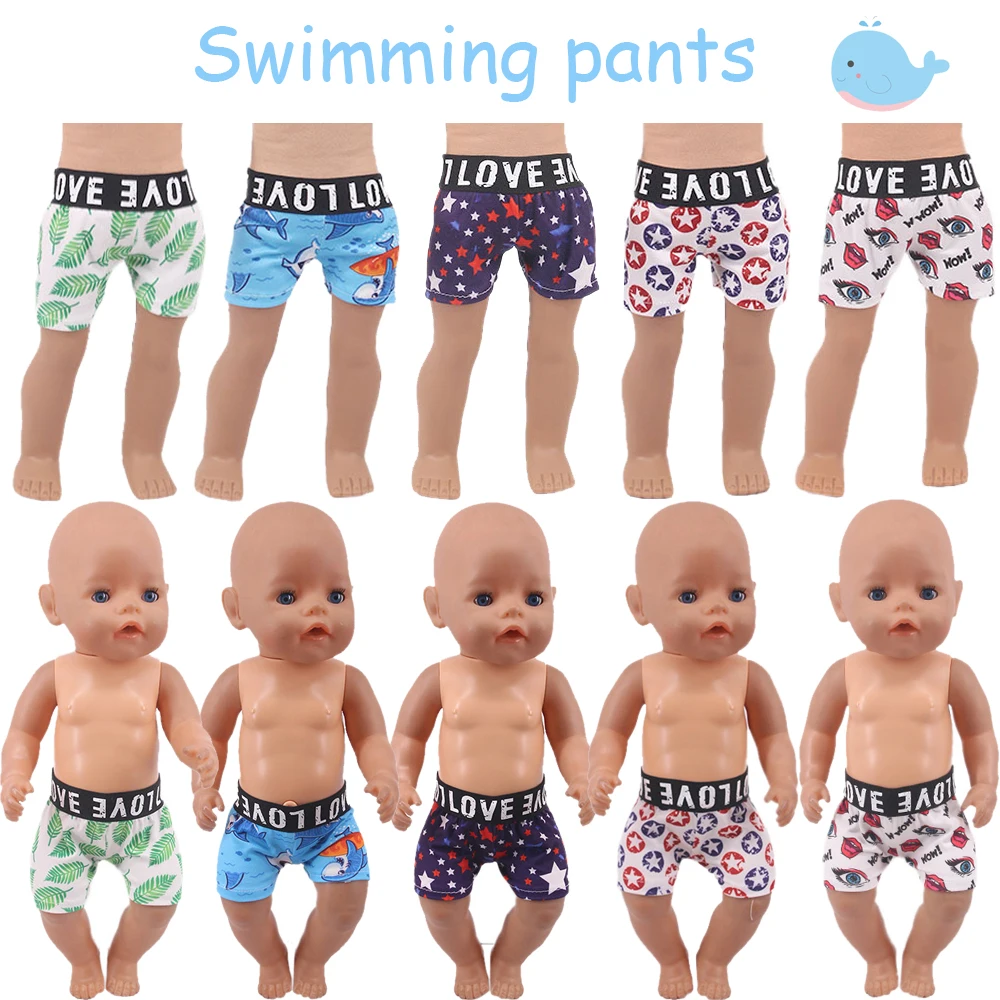 Handmade Men\'s Skinny Swim Shorts Underpants Fit 18Inch Doll & 43cm Reborn Baby Doll Clothes Accessories Doll Panty Generation