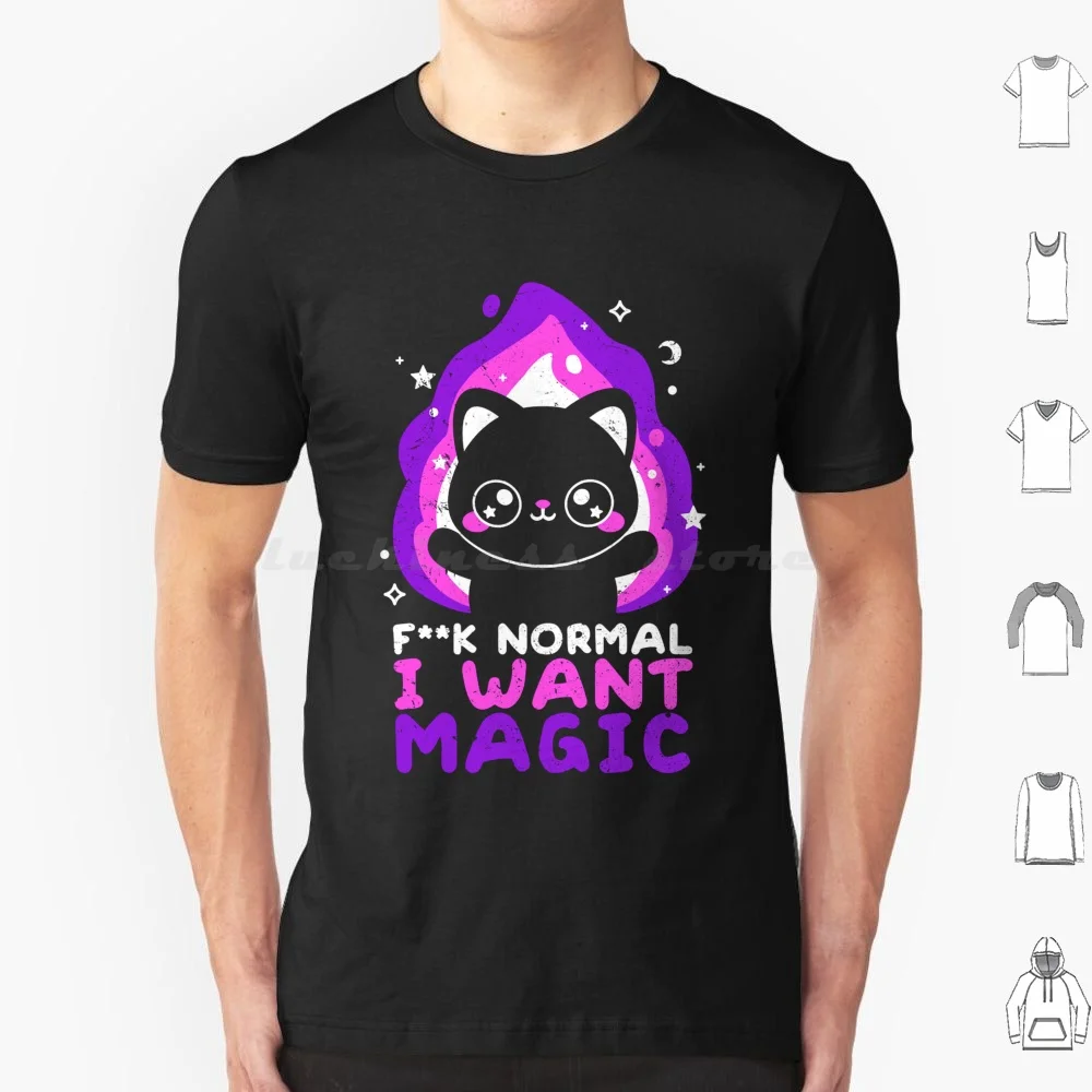 Magicat Want Magic T Shirt 6xl Cotton Cool Tee I Want Magic Normal Cute Cat Chibi Normal I Want Magic Meow Meowgical Wizard