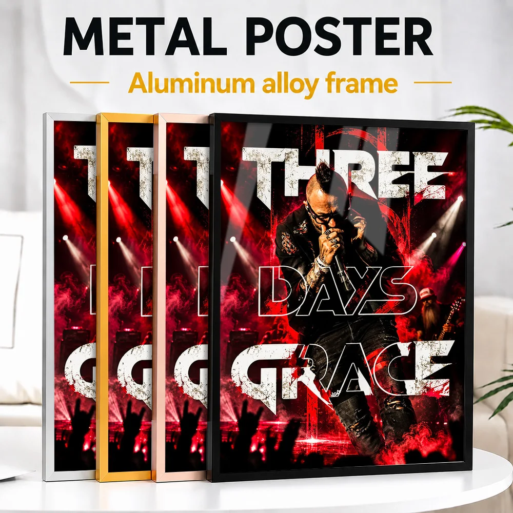 Three Days Grace Concert Framed Aluminum Metal Poster Personalized Photographic Wall Art For Music Room And Recording Studio