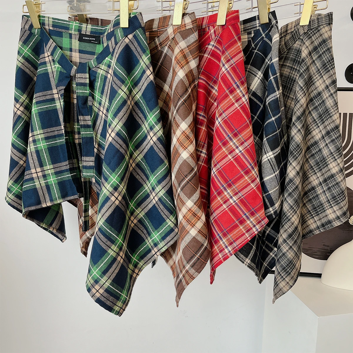 

Summer Thin Plaid f Skirt Women's Faionable Layered Wrap Chest irt l Waist ort Skirt Korean Sle Wind