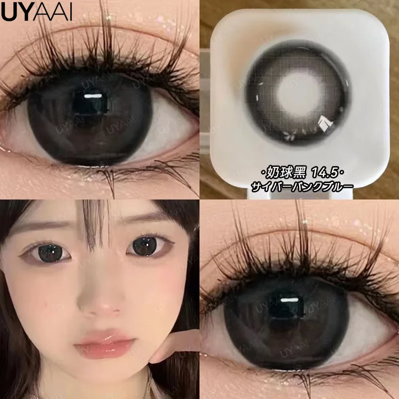 UYAAI 15mm Big Diameter Black Lenses 14.5mm Lenses  Colored Contact Lenses for Eyes Big Eye Lenses Natural Look Lenses