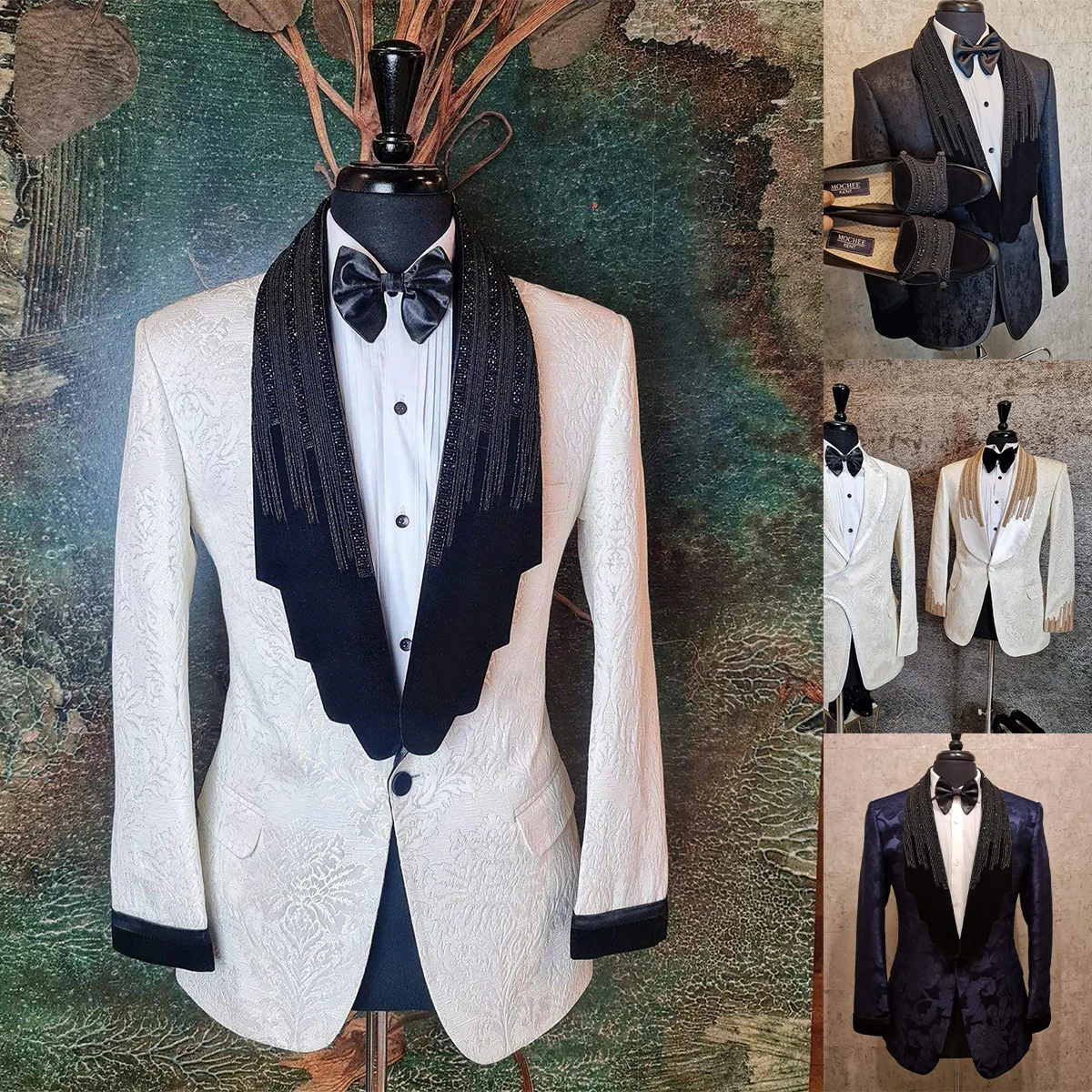 Classic Jacquard Wedding Men's Suit New Party Comfortable Slim Fit 2-Pieces Tailor-Made Groom Formal Occasions Size Customized