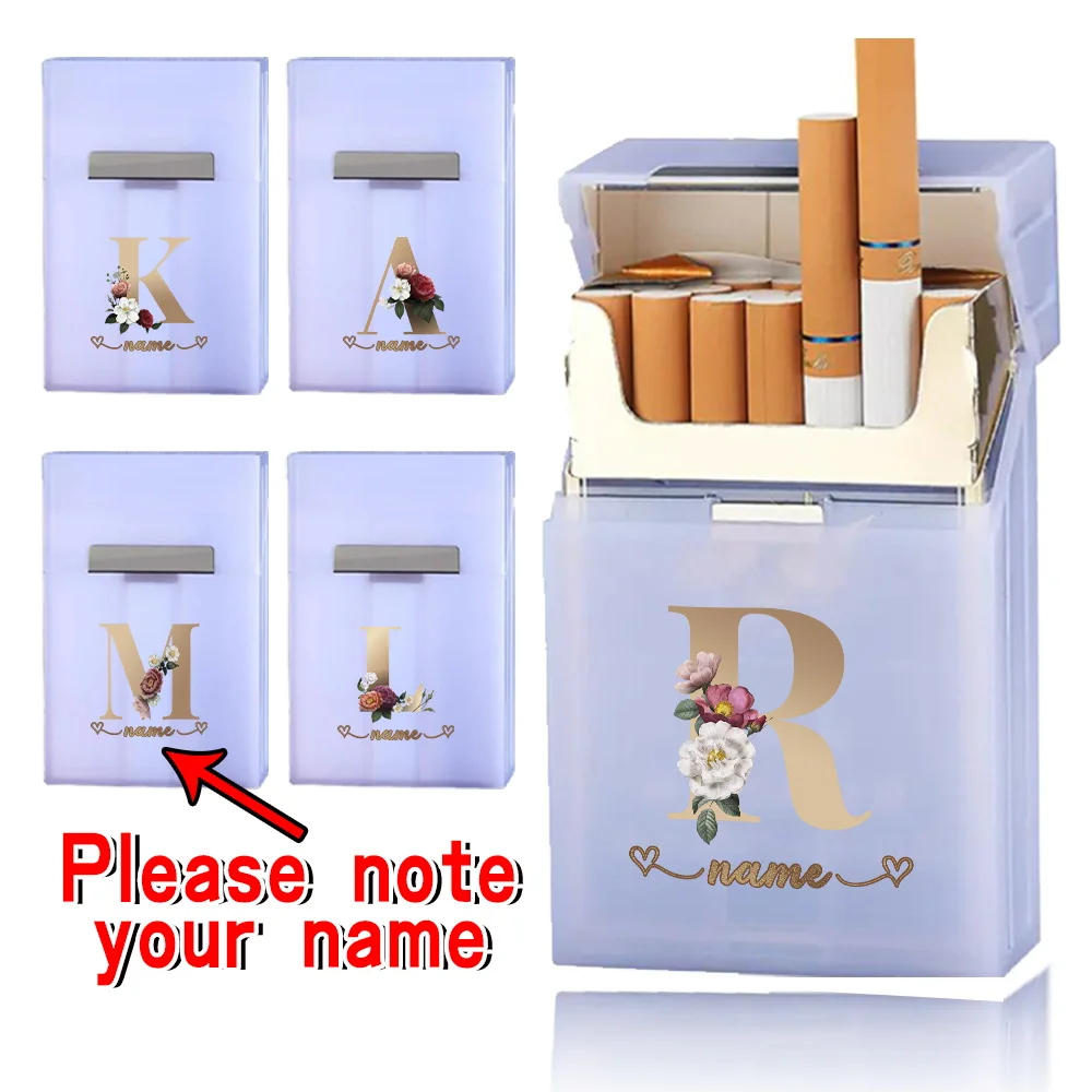 Customized Name Portable Cigar Case Plastic Cigarette Box Pocket Tobacco Organizer Holder Smoking Storage Box Travel Container